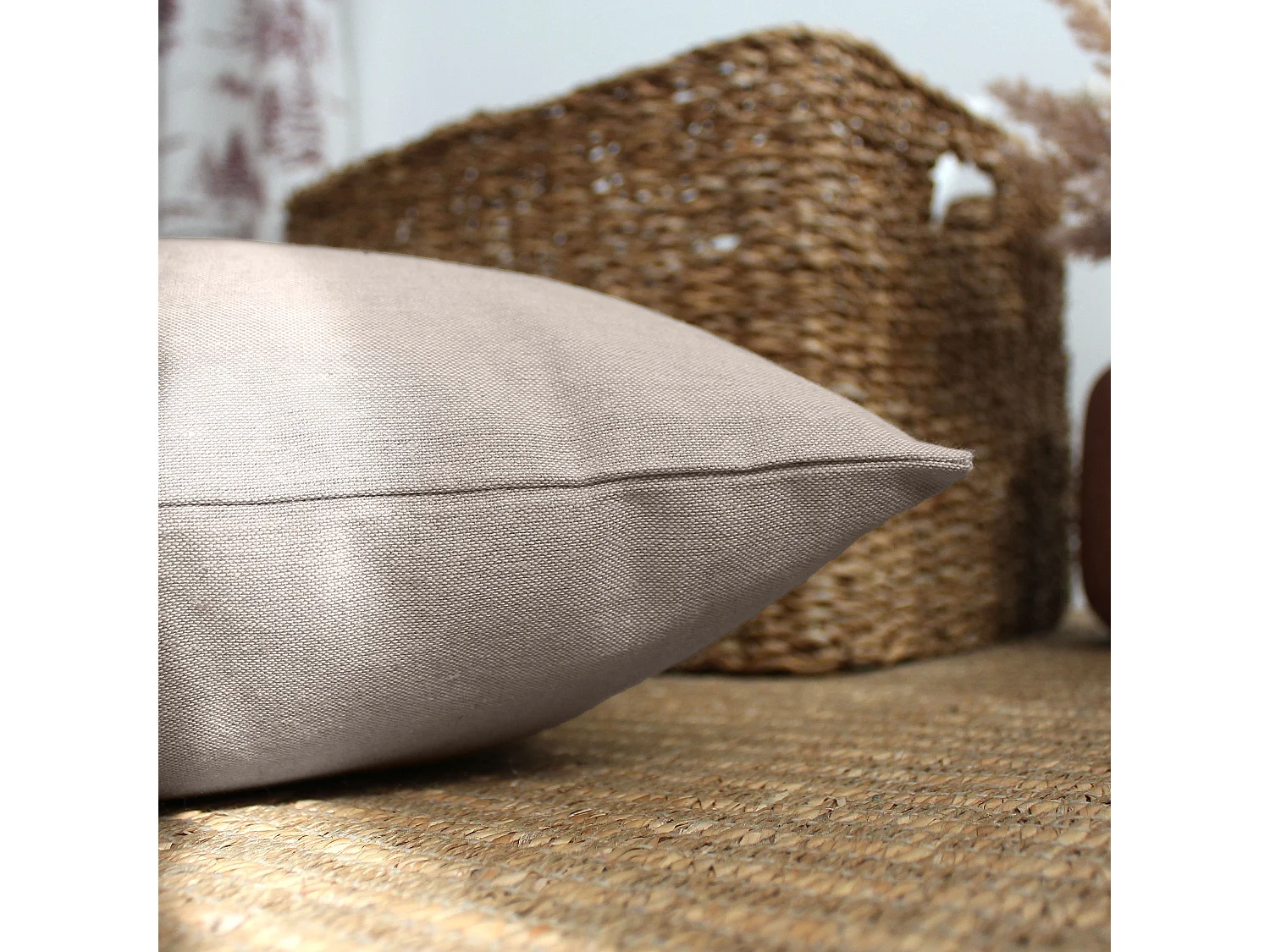 2 coussins carré, déhoussable, sable, aspect chiné, collection Dune