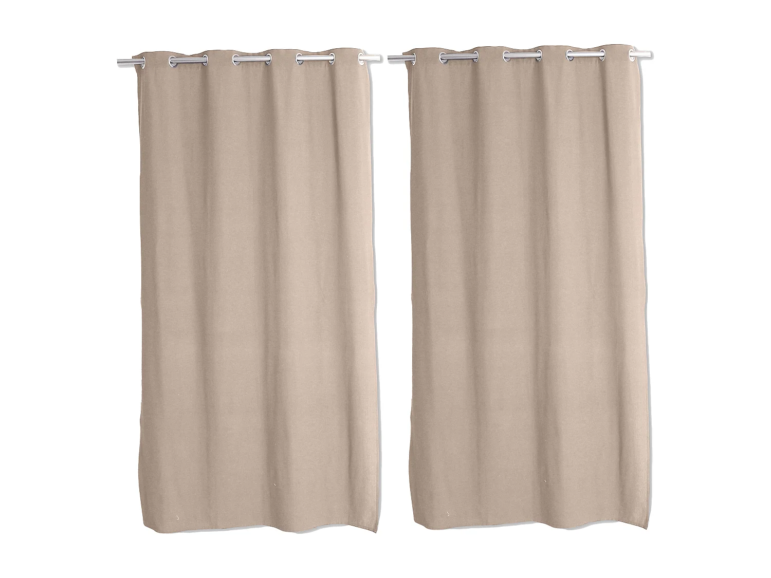 2 gemêleerde gordijnen met zeilringen, zandbeige, 135x240cm, Dune collection