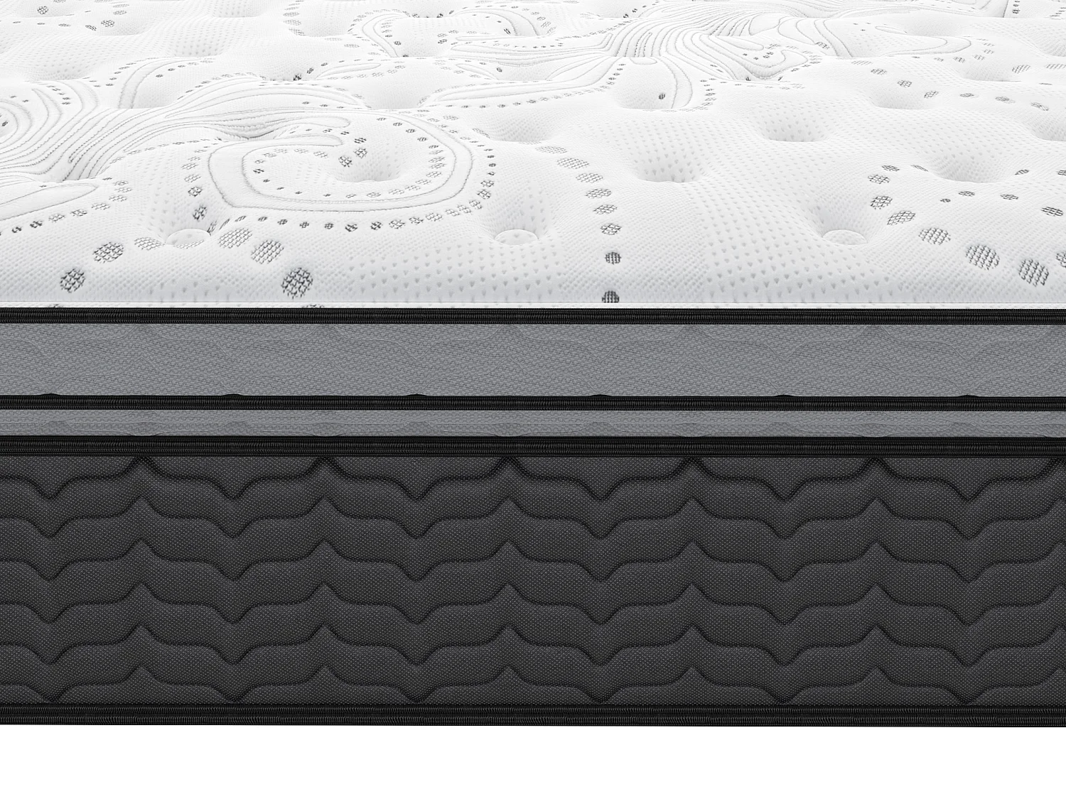 Matelas 200 x 200 cm hybride ressorts ensachés et surmatelas intégré ép.30cm - GAMIANI de YSMÉE