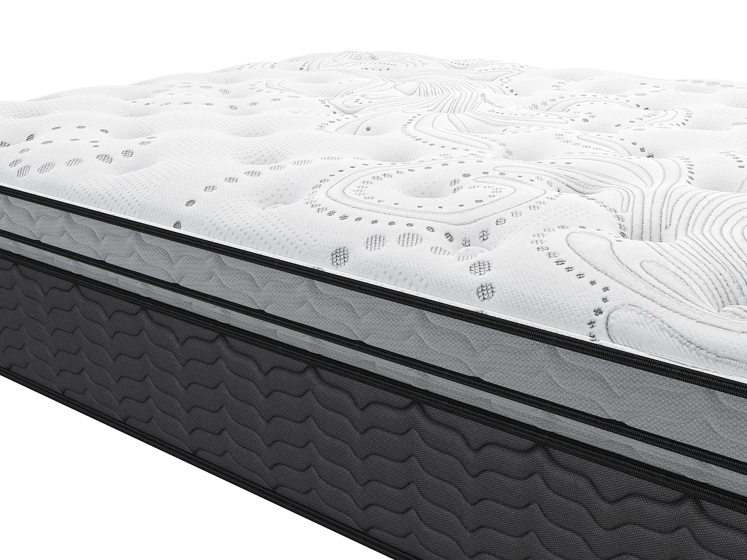 Matelas 200 x 200 cm hybride ressorts ensachés et surmatelas intégré ép.30cm - GAMIANI de YSMÉE