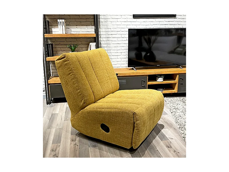 Fauteuil relax 3-en-1 rotatif 360° à bascule tissu jaune – NICKY