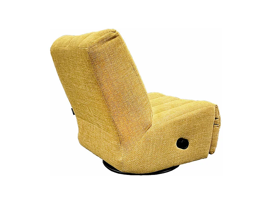 Fauteuil relax 3-en-1 rotatif 360° à bascule tissu jaune – NICKY