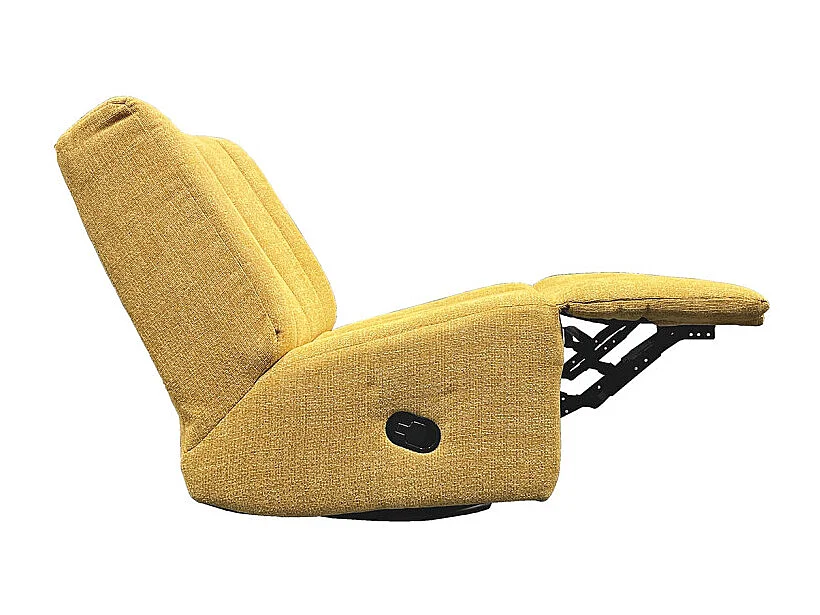 Fauteuil relax 3-en-1 rotatif 360° à bascule tissu jaune – NICKY