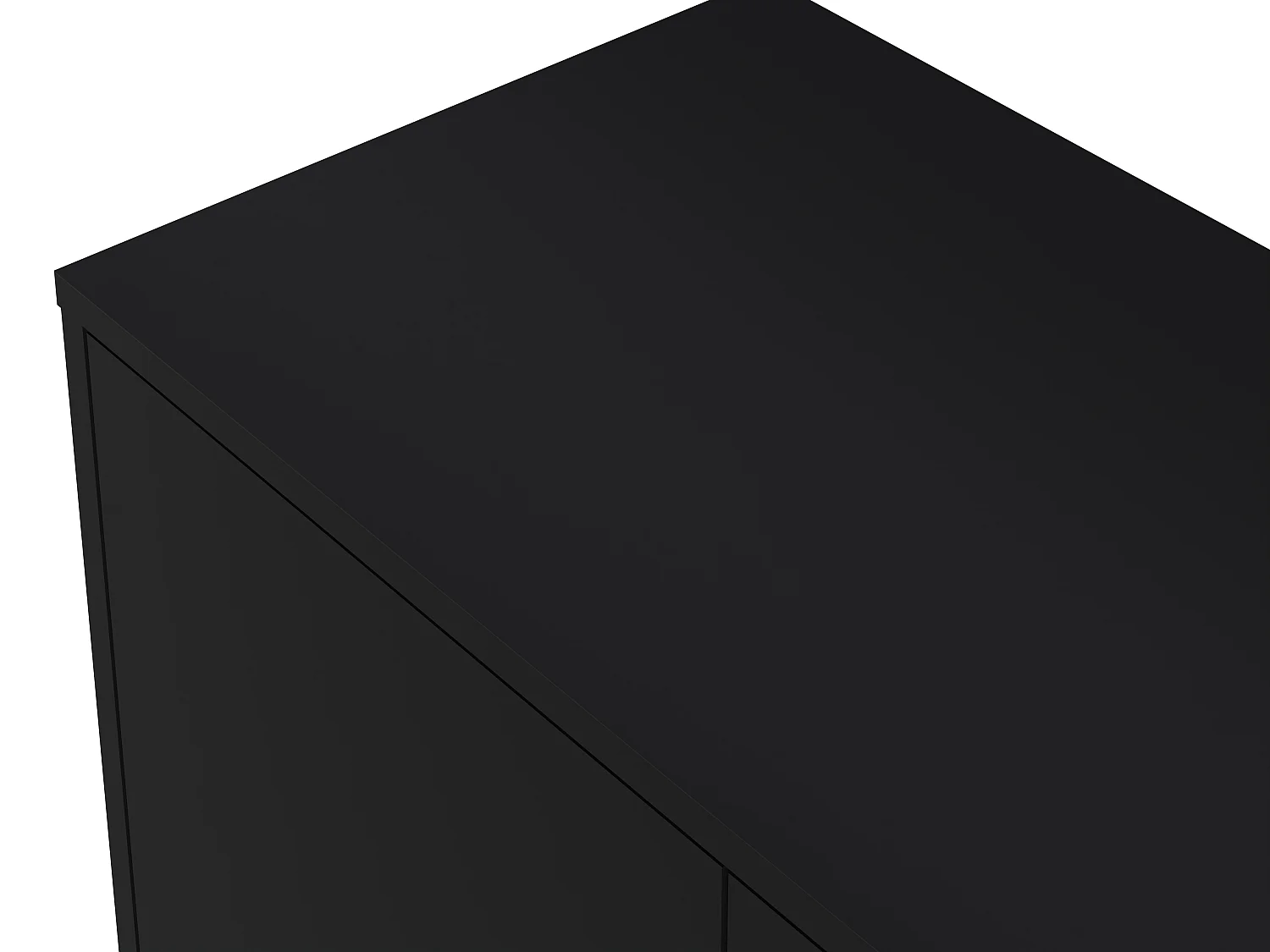 Buffet, Commode avec 3 Portes et 2 tiroirs, Noir mat - Longueur 117 x Hauteur 74 x Profondeur 37.5 cm