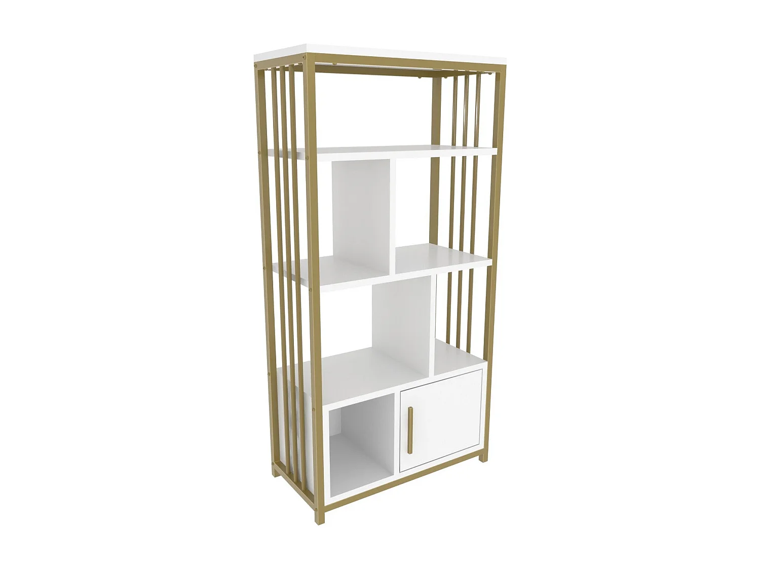 Bibliothèque Kama L60xH120cm Or et Blanc