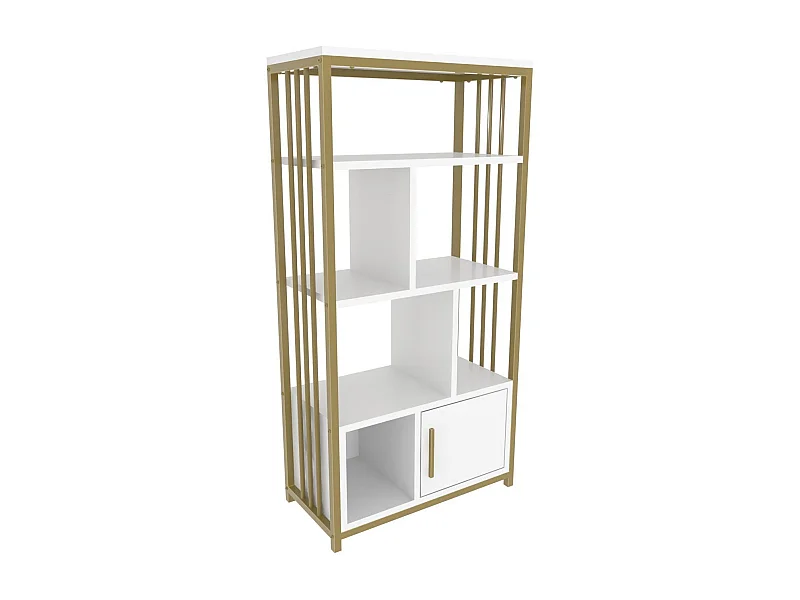 Bibliothèque Kama L60xH120cm Or et Blanc