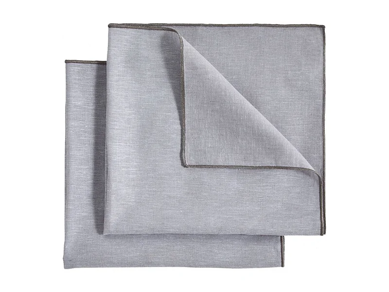 Lot 2 serviettes table en lin et coton gris 41 x 41 cm - LUCCIANA 9826
