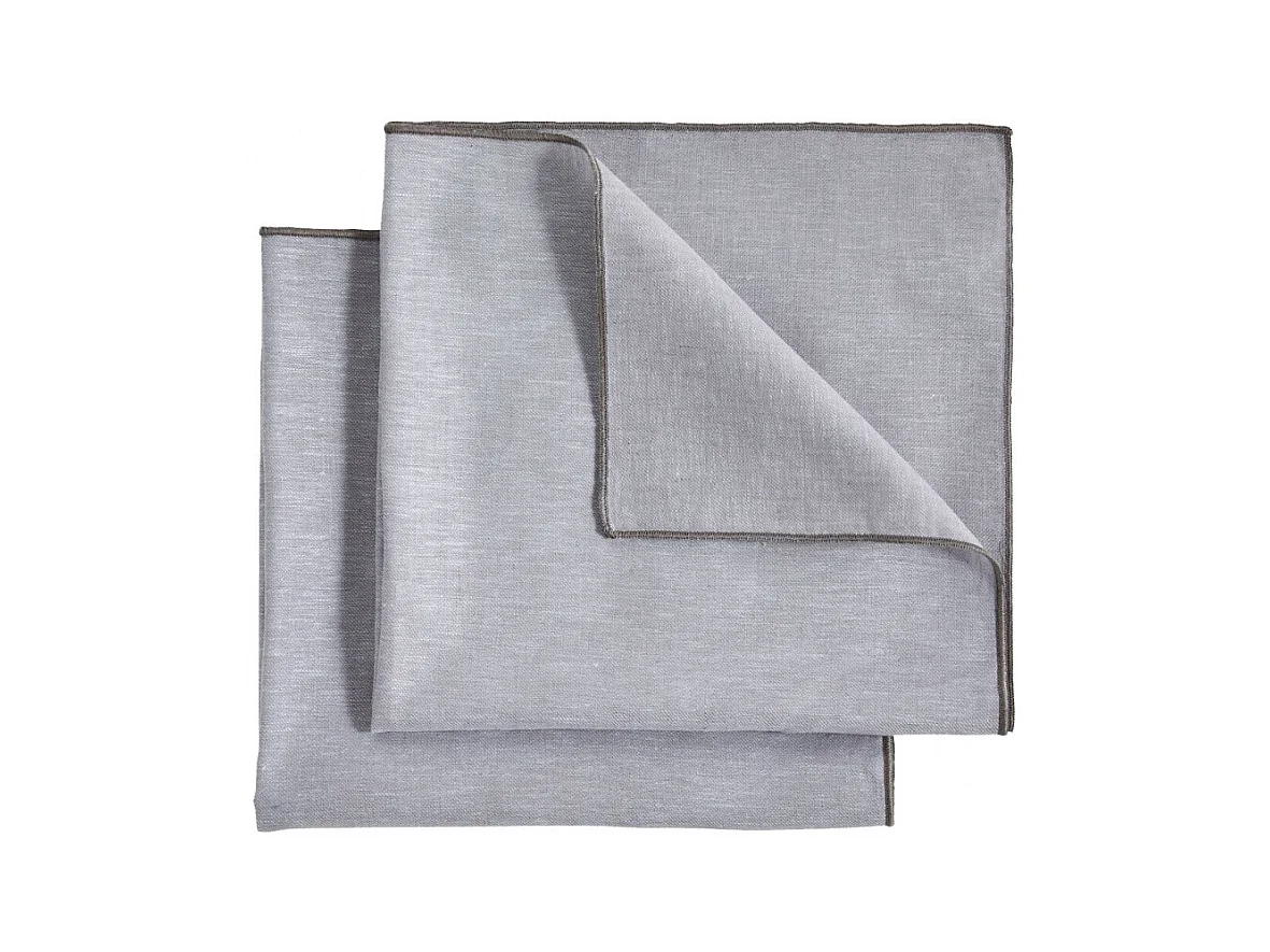 Lot 2 serviettes table en lin et coton gris 41 x 41 cm - LUCCIANA 9826