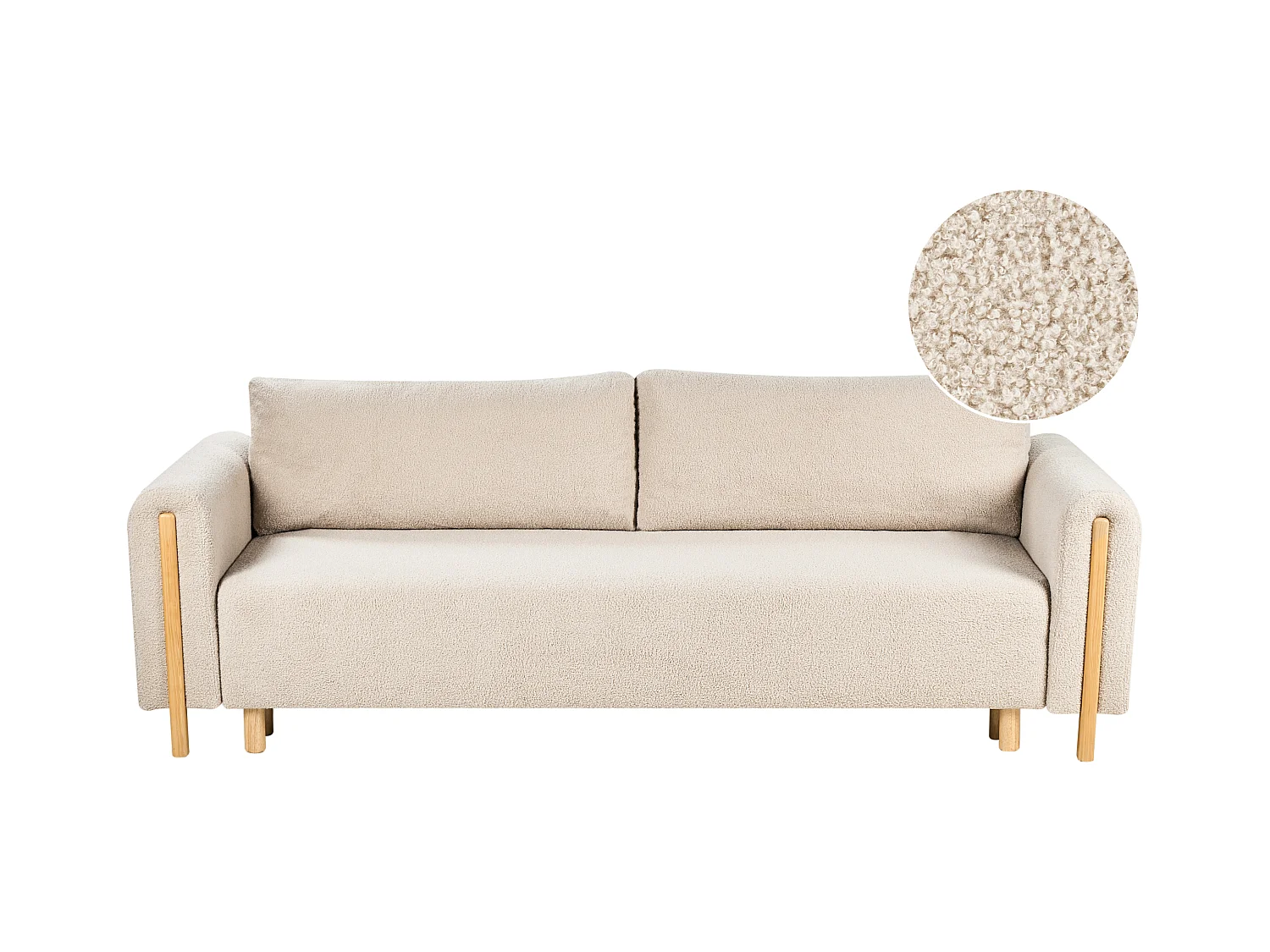 Canapé-lit 3 places KVAM Bouclé Beige clair avec rangement