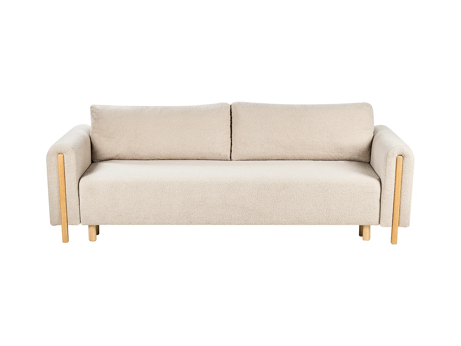 Canapé-lit 3 places KVAM Bouclé Beige clair avec rangement