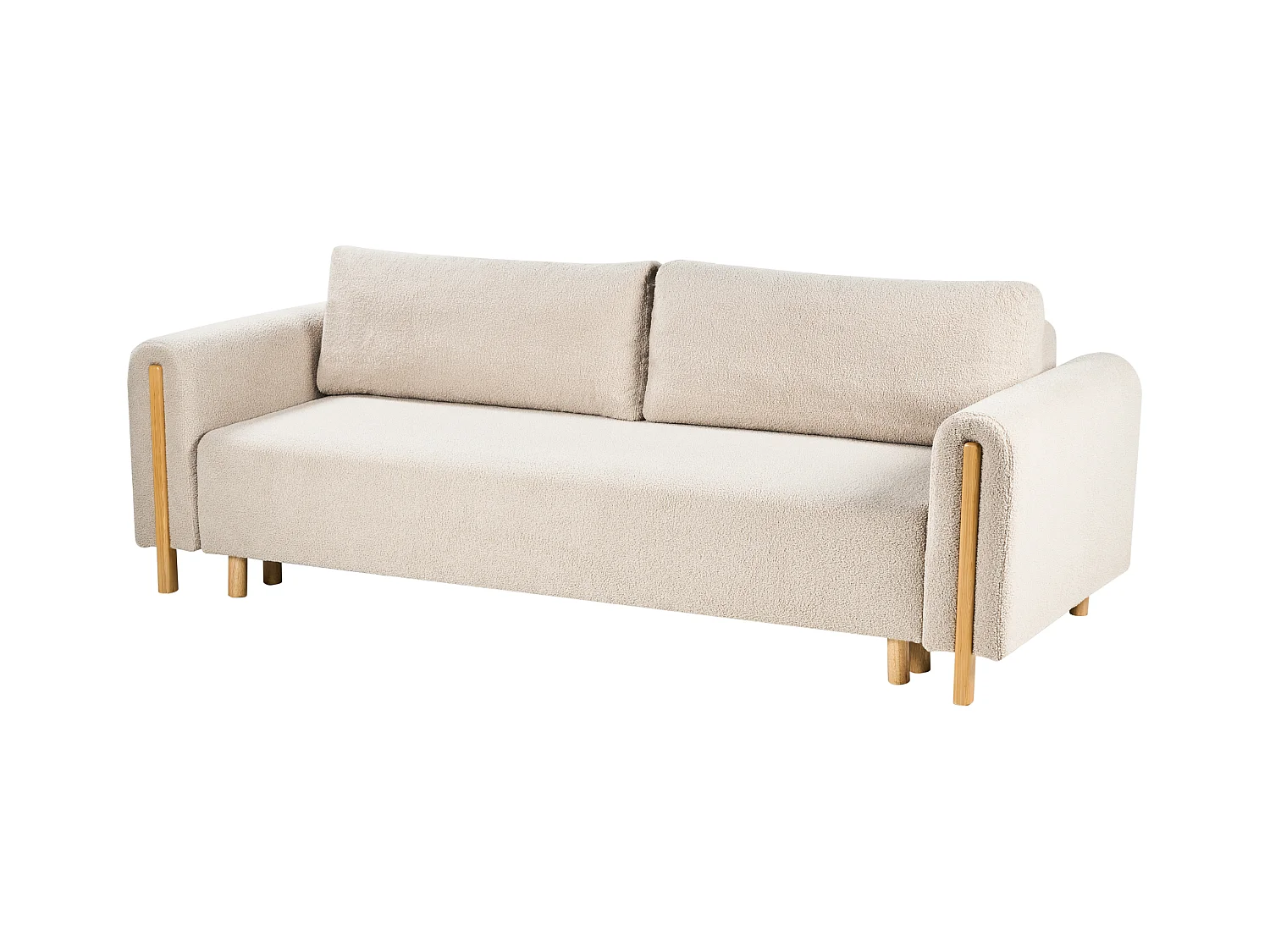 Canapé-lit 3 places KVAM Bouclé Beige clair avec rangement