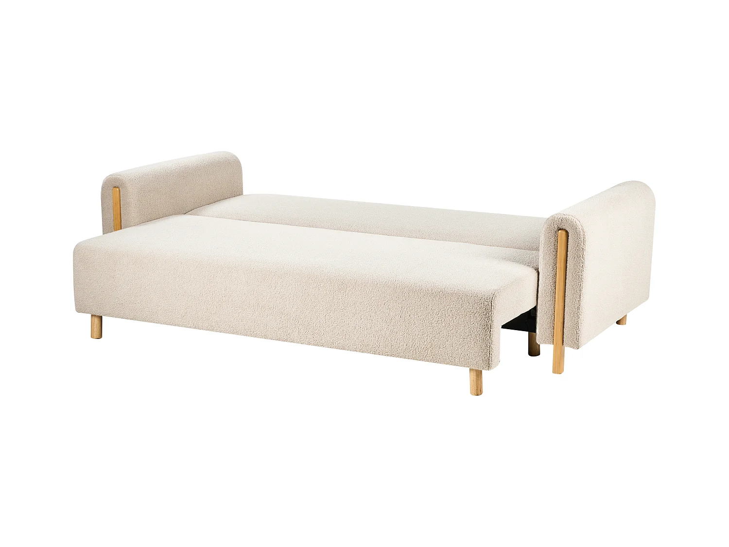 Canapé-lit 3 places KVAM Bouclé Beige clair avec rangement