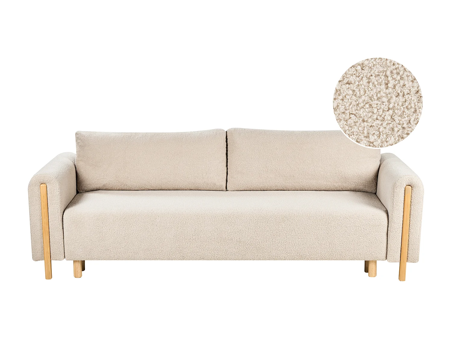 Canapé-lit 3 places KVAM Bouclé Beige clair avec rangement