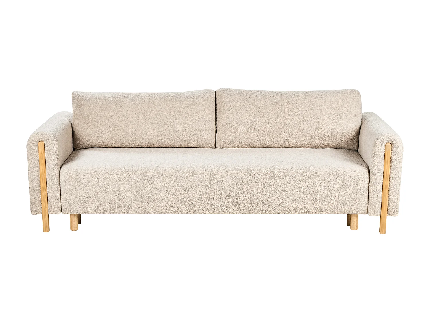 Canapé-lit 3 places KVAM Bouclé Beige clair avec rangement