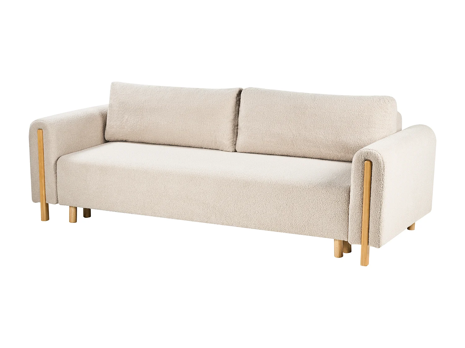 Canapé-lit 3 places KVAM Bouclé Beige clair avec rangement