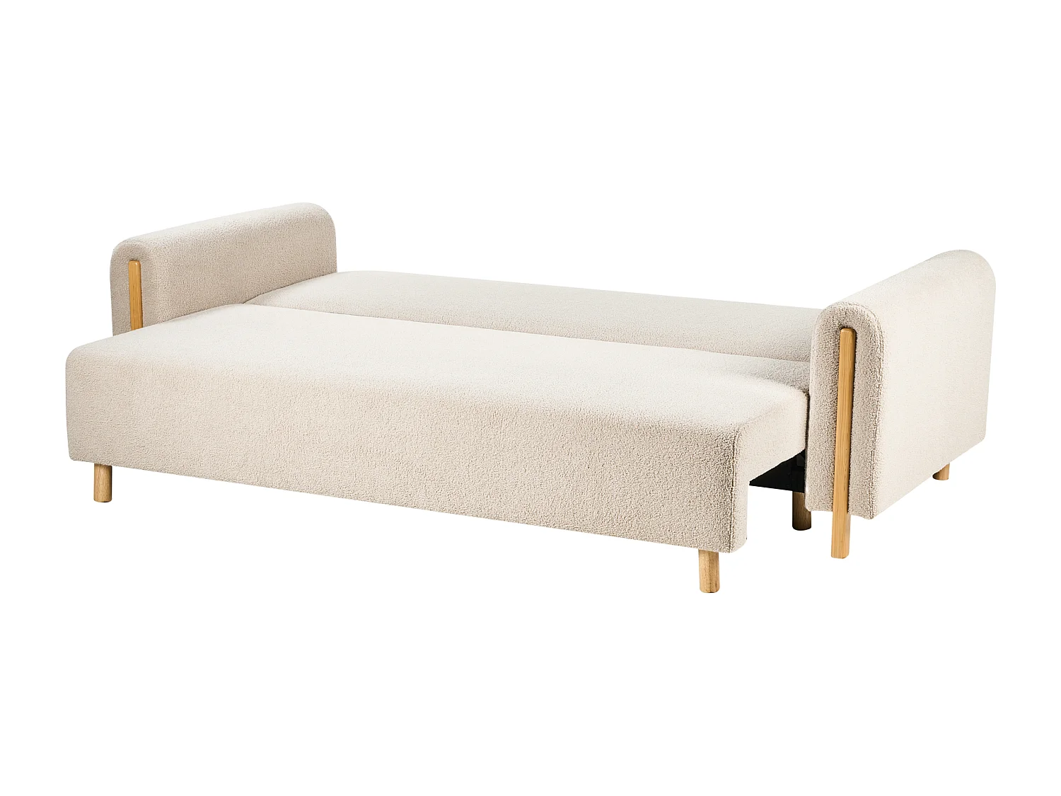 Canapé-lit 3 places KVAM Bouclé Beige clair avec rangement