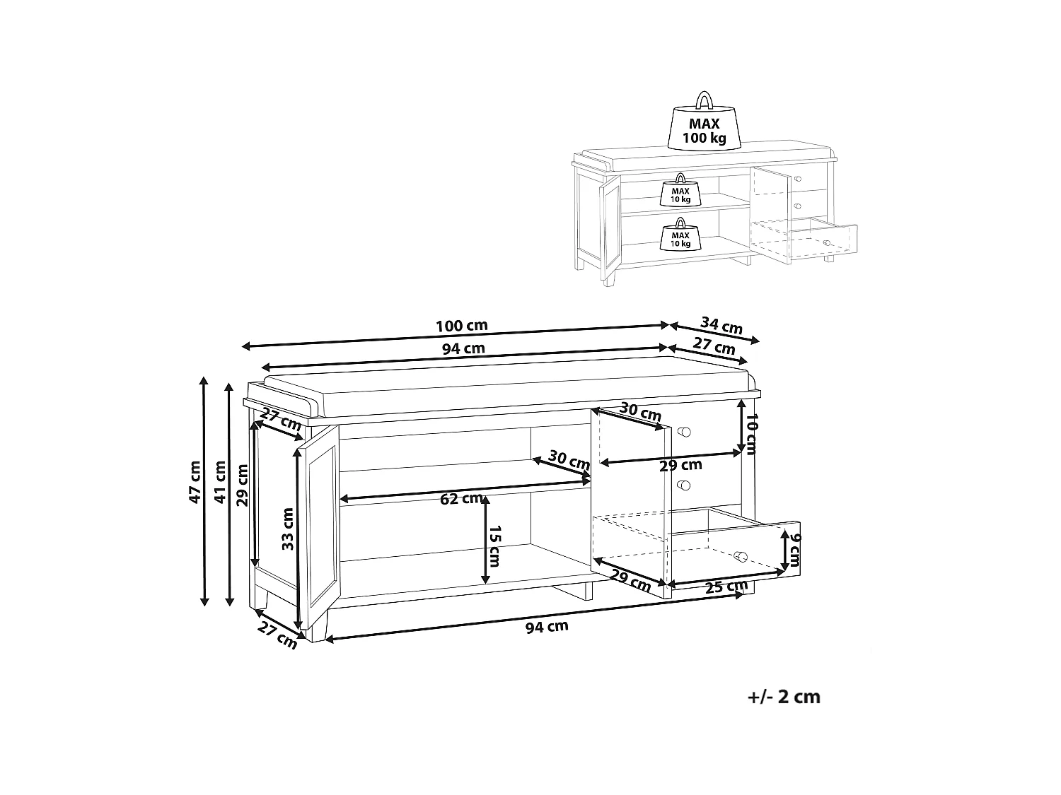 Banc et meuble de rangement pour chaussures BENDIGO Vert menthe