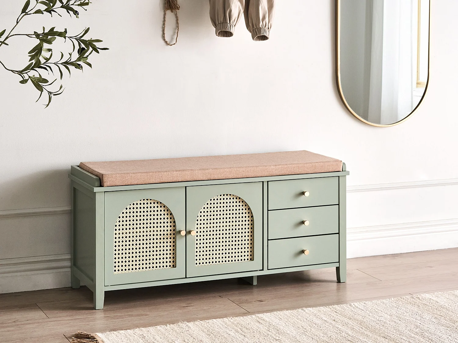Shoe Storage Bench BENDIGO Mint Green