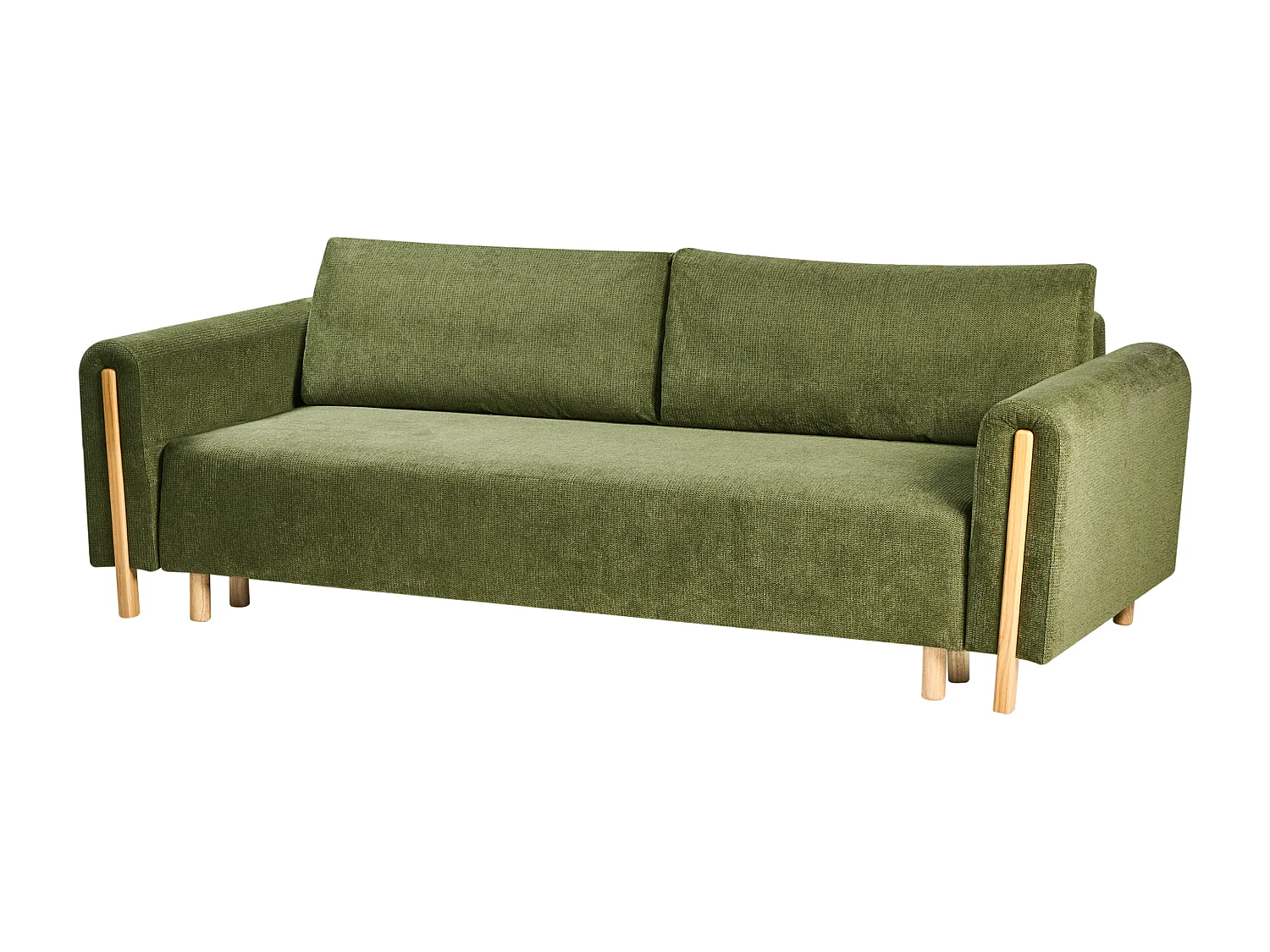 Canapé-lit 3 places KVAM Tissu Vert avec rangement