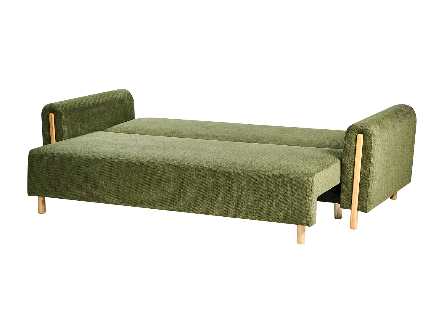 Canapé-lit 3 places KVAM Tissu Vert avec rangement
