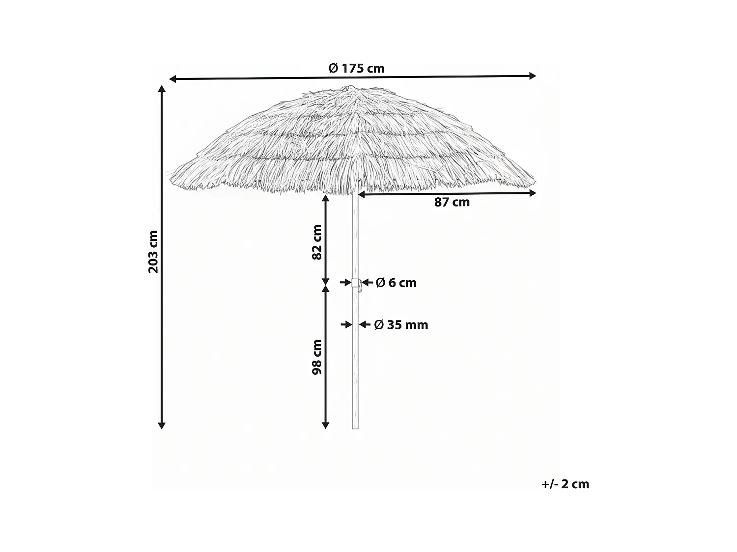 Parasol de jardin 175 cm CIVETTA Naturel