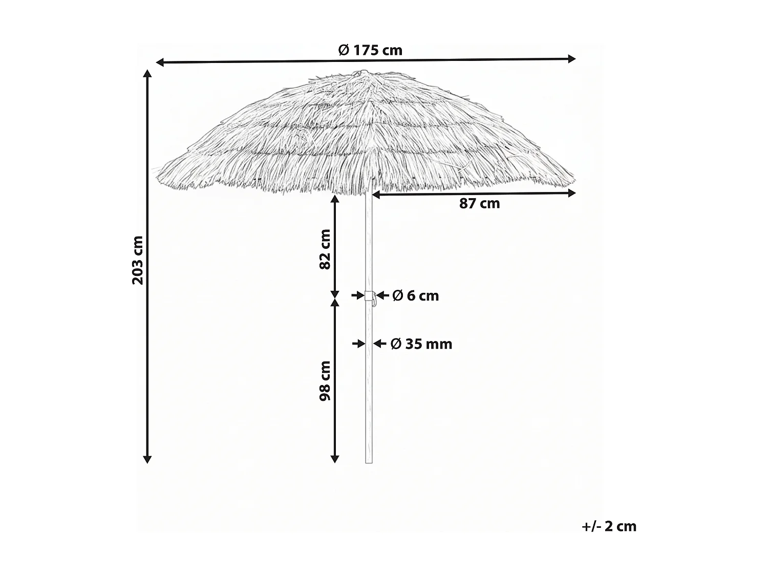 Parasol de jardin 175 cm CIVETTA Naturel
