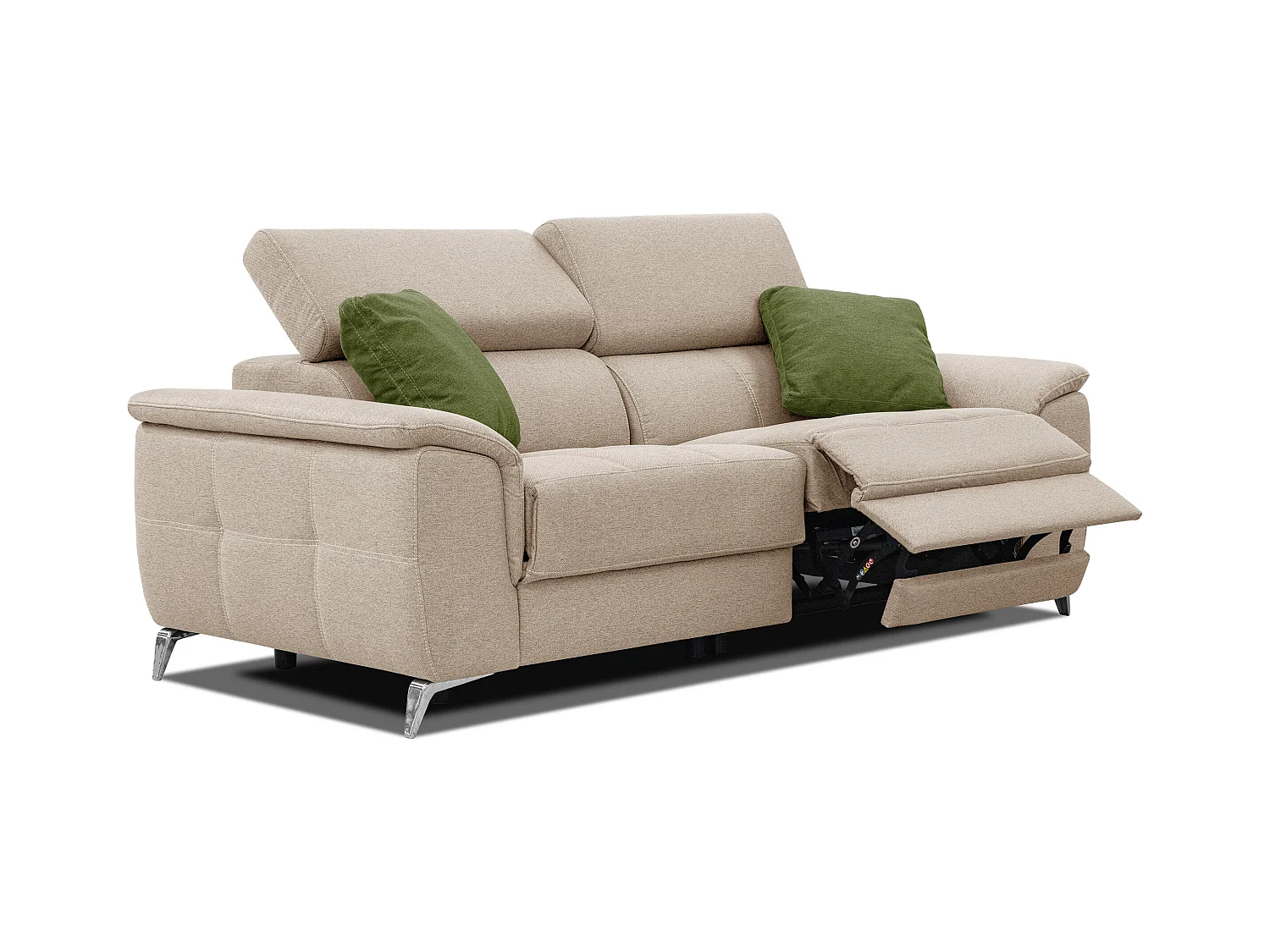 PLAUEN Sofa 3-Sitzer mit 2 Relaxfunktionen und verstellbare Kopfstützen, beige