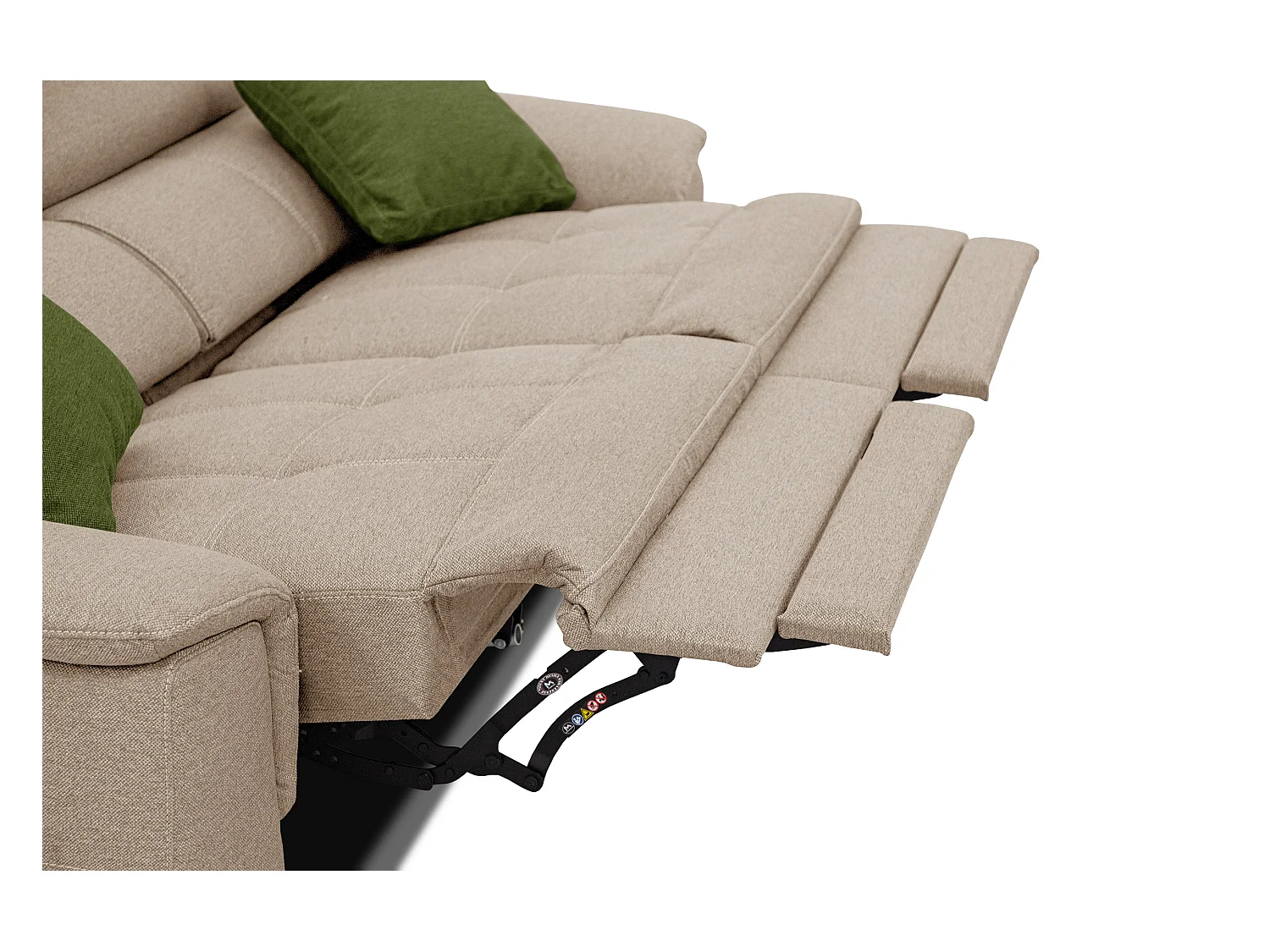 PLAUEN Sofa 3-Sitzer mit 2 Relaxfunktionen und verstellbare Kopfstützen, beige