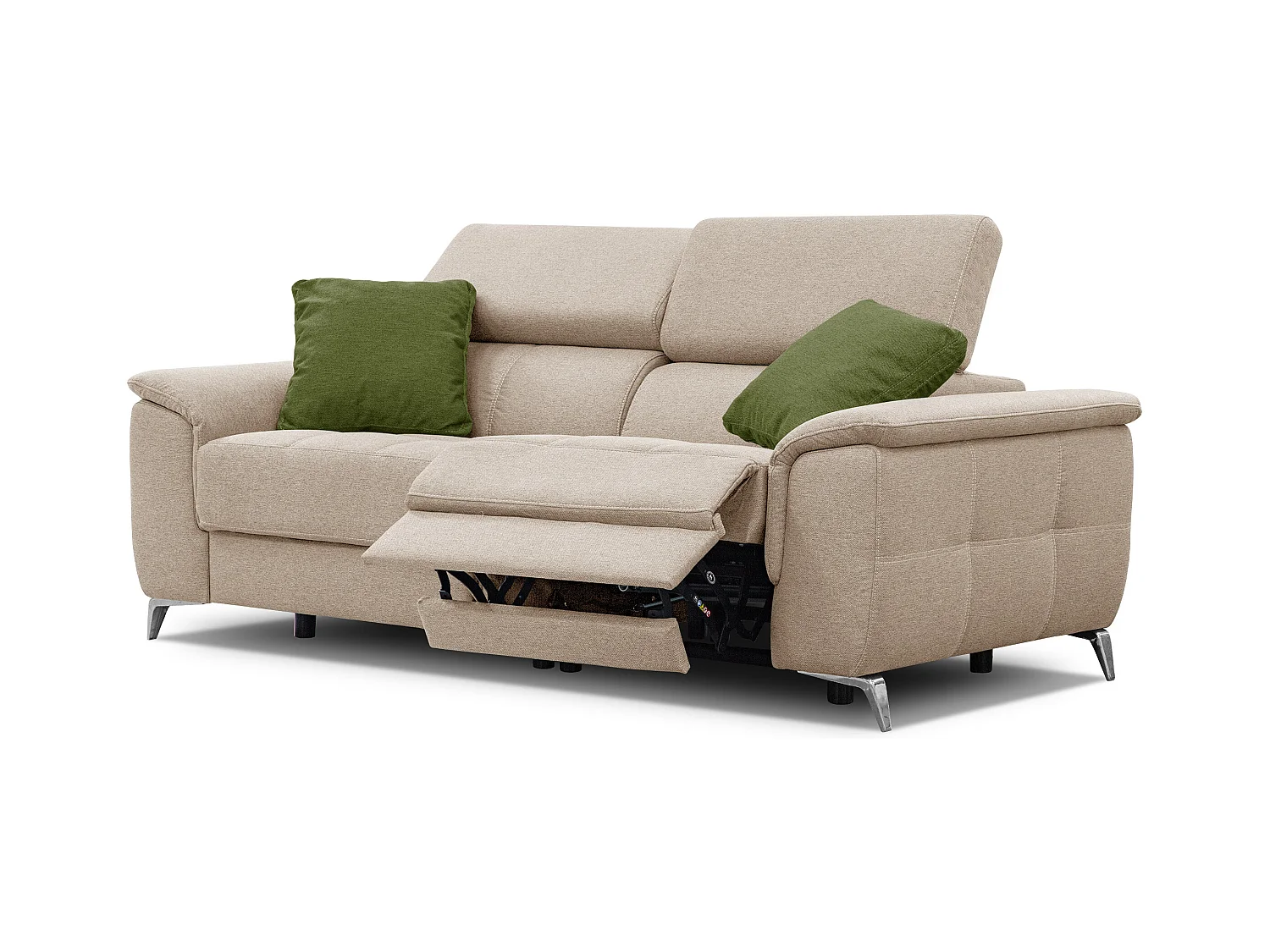 PLAUEN Sofa 3-Sitzer mit 2 Relaxfunktionen und verstellbare Kopfstützen, beige