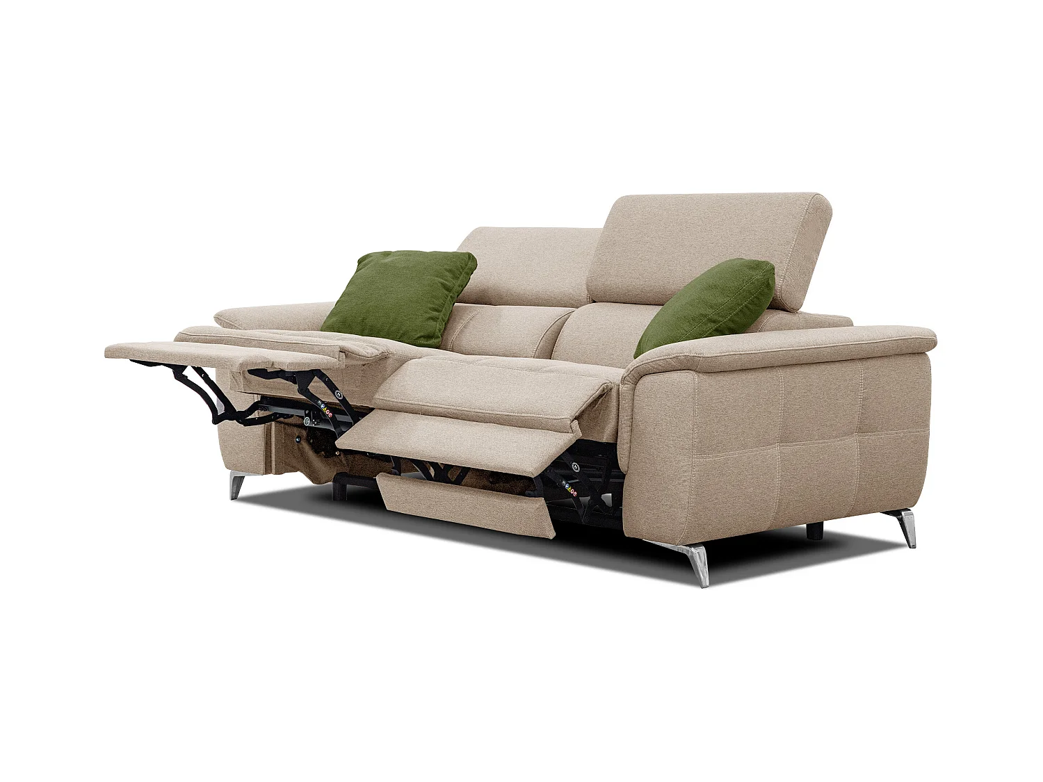 PLAUEN Sofa 3-Sitzer mit 2 Relaxfunktionen und verstellbare Kopfstützen, beige