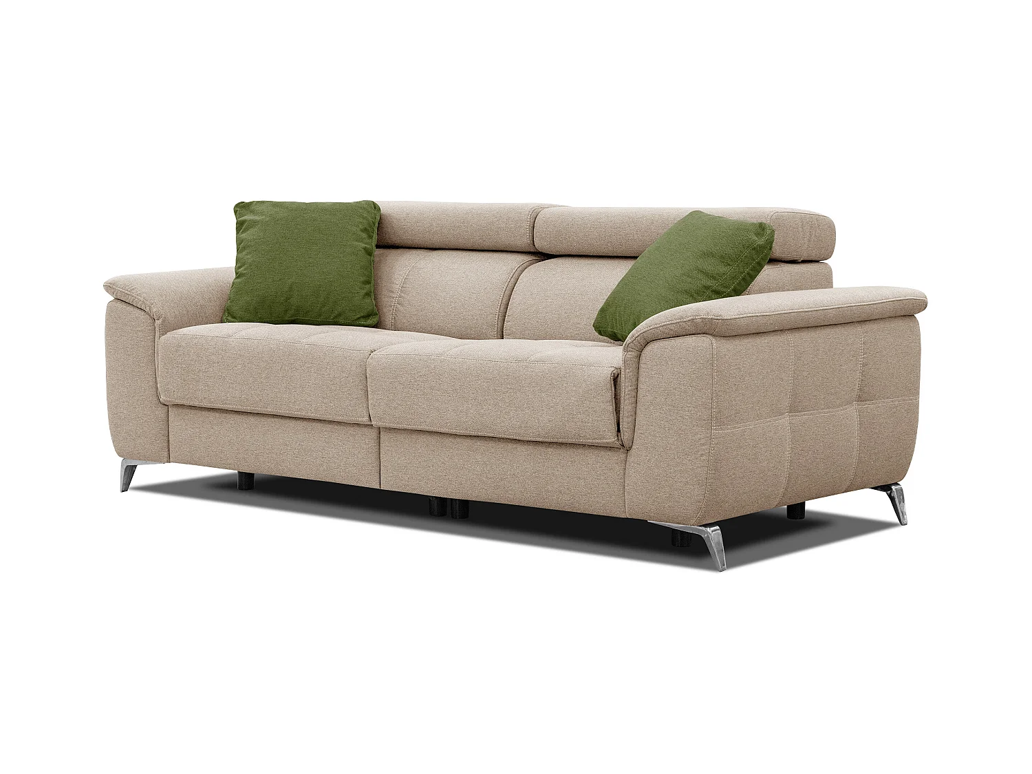 PLAUEN Sofa 3-Sitzer mit 2 Relaxfunktionen und verstellbare Kopfstützen, beige