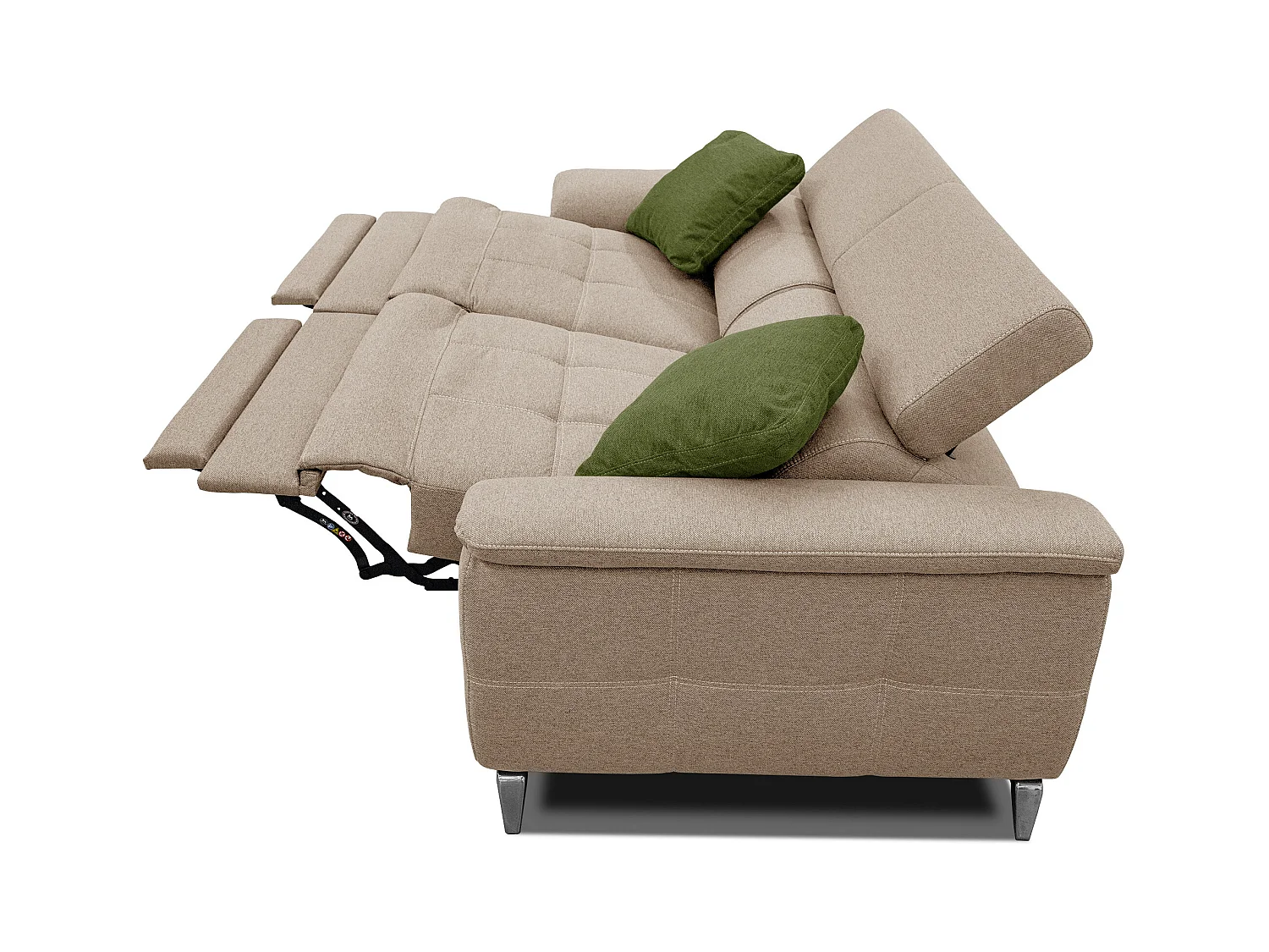 PLAUEN Sofa 3-Sitzer mit 2 Relaxfunktionen und verstellbare Kopfstützen, beige