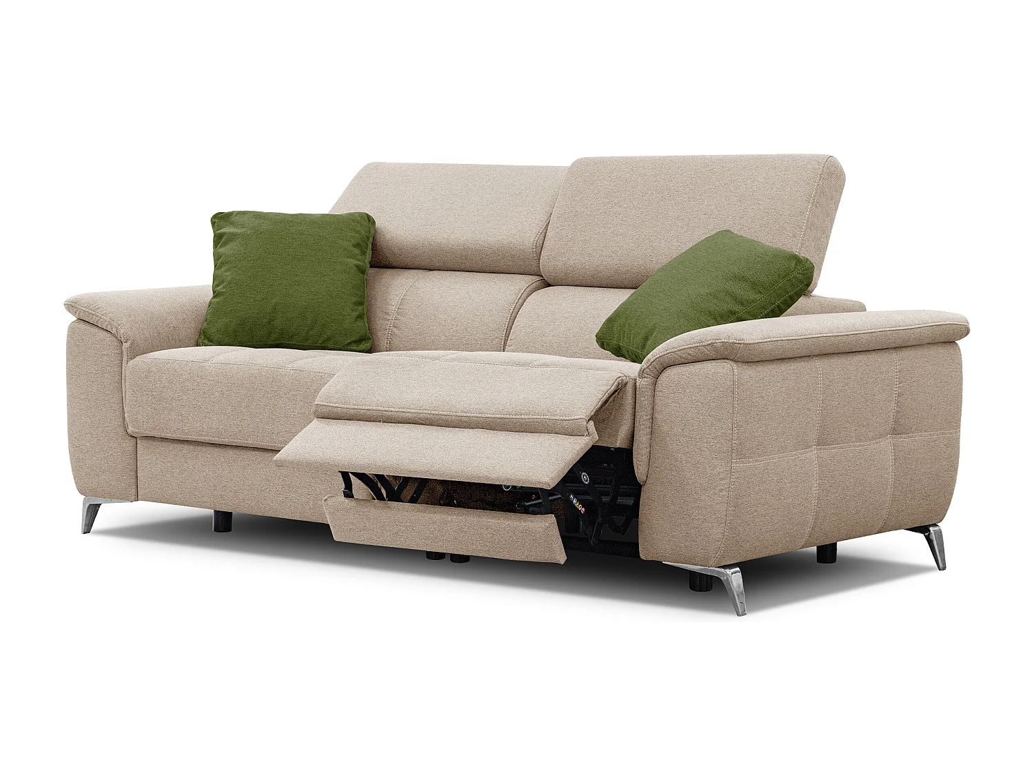 PLAUEN Sofa 3-Sitzer mit 2 Relaxfunktionen und verstellbare Kopfstützen, beige