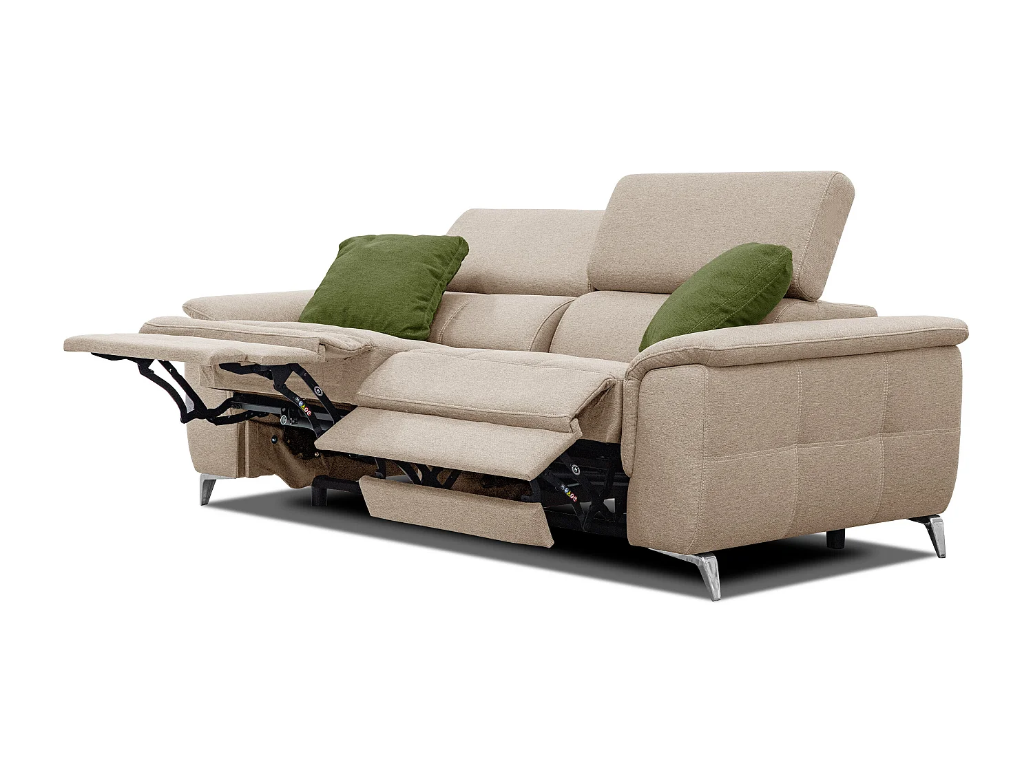PLAUEN Sofa 3-Sitzer mit 2 Relaxfunktionen und verstellbare Kopfstützen, beige