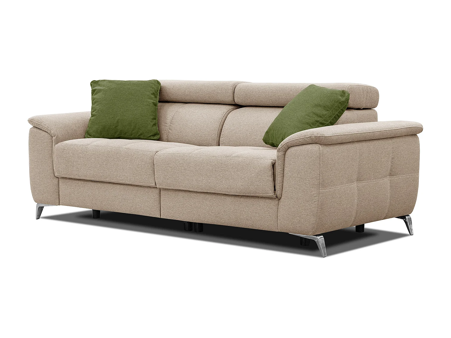 PLAUEN Sofa 3-Sitzer mit 2 Relaxfunktionen und verstellbare Kopfstützen, beige