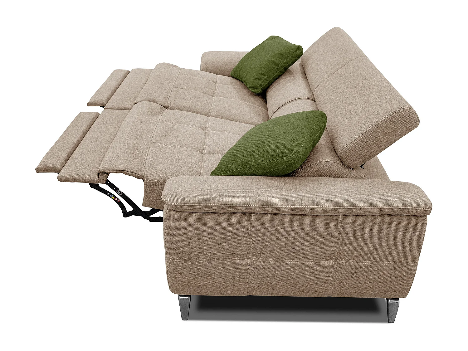 PLAUEN Sofa 3-Sitzer mit 2 Relaxfunktionen und verstellbare Kopfstützen, beige