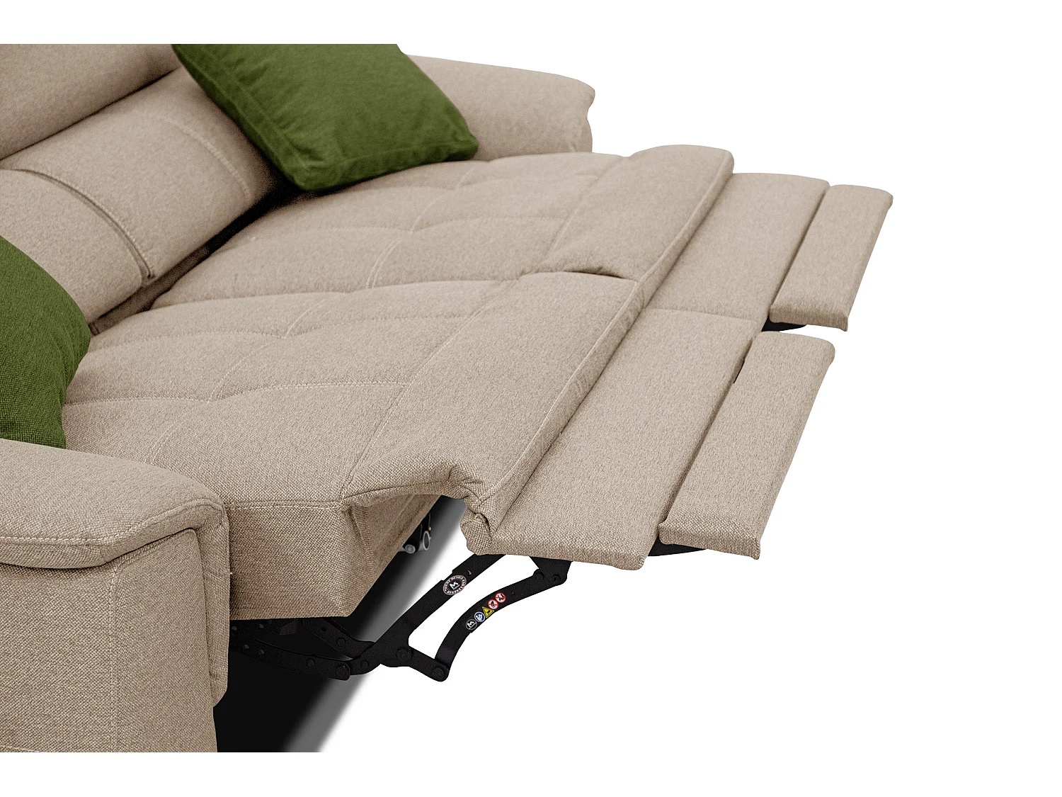 PLAUEN Sofa 3-Sitzer mit 2 Relaxfunktionen und verstellbare Kopfstützen, beige