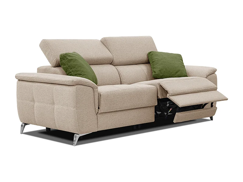 PLAUEN Sofa 3-Sitzer mit 2 Relaxfunktionen und verstellbare Kopfstützen, beige