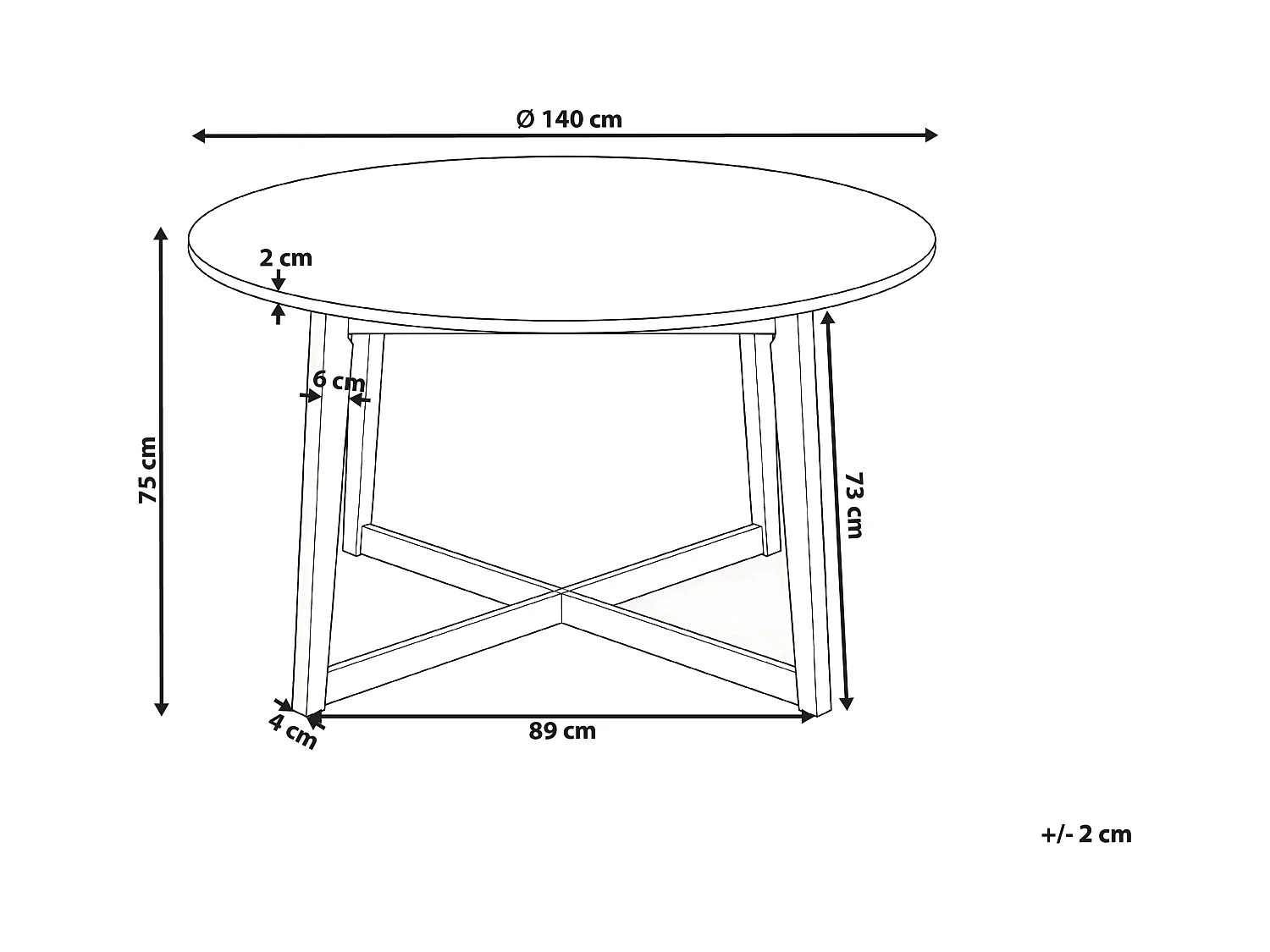 Table de repas WAIPORI Chêne clair 140 cm 140 cm