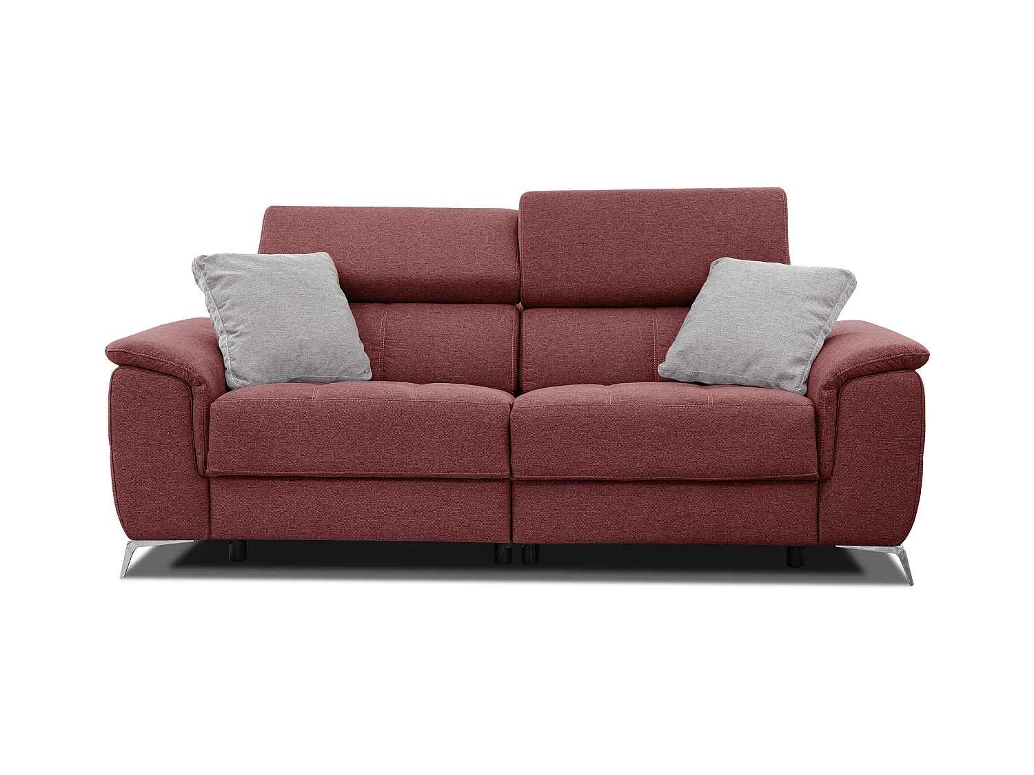 PLAUEN Sofa 3-Sitzer mit 2 Relaxfunktionen und verstellbare Kopfstützen, bordeaux