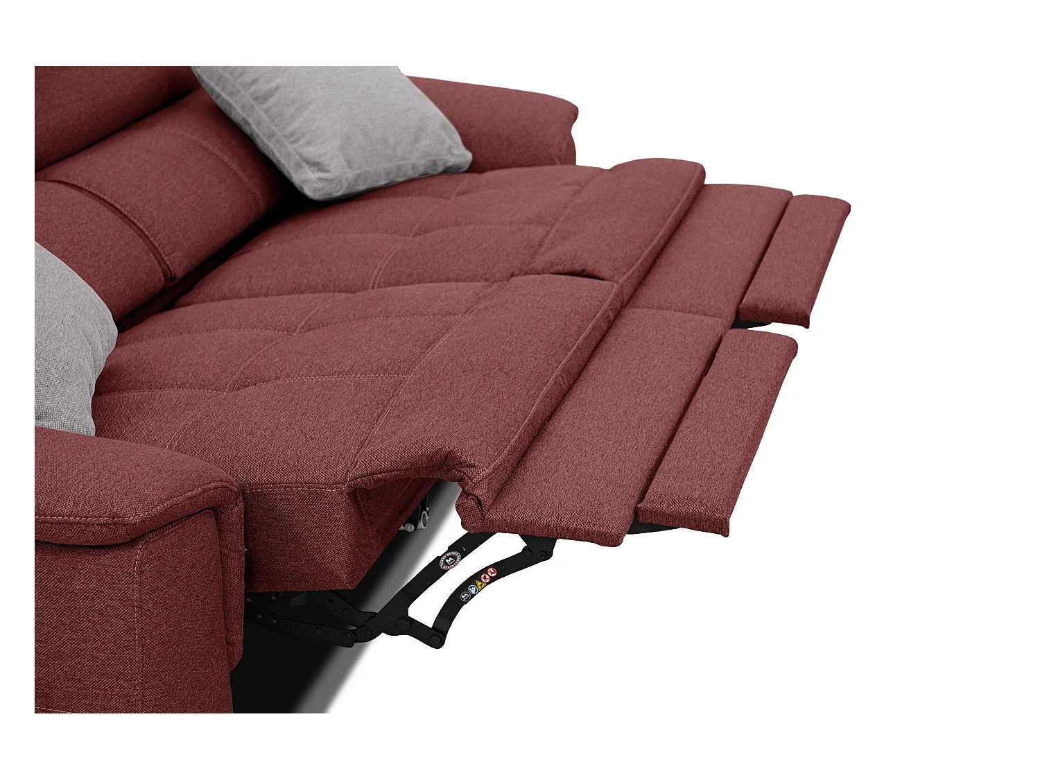 PLAUEN Sofa 3-Sitzer mit 2 Relaxfunktionen und verstellbare Kopfstützen, bordeaux