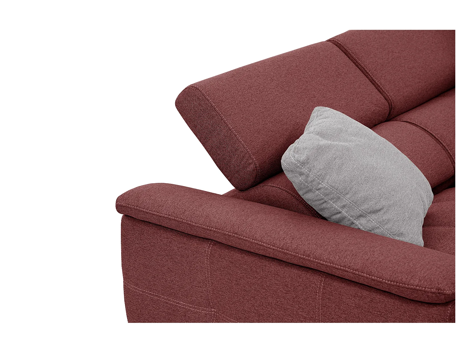 PLAUEN Sofa 3-Sitzer mit 2 Relaxfunktionen und verstellbare Kopfstützen, bordeaux