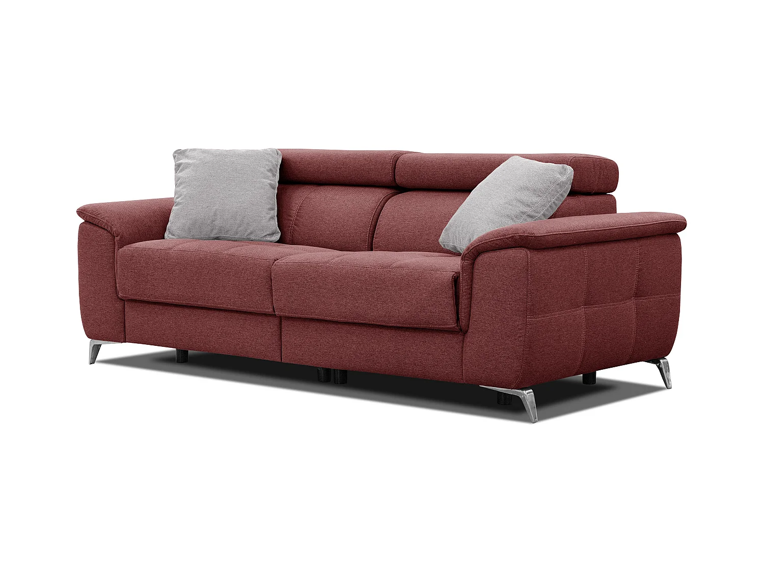 PLAUEN Sofa 3-Sitzer mit 2 Relaxfunktionen und verstellbare Kopfstützen, bordeaux