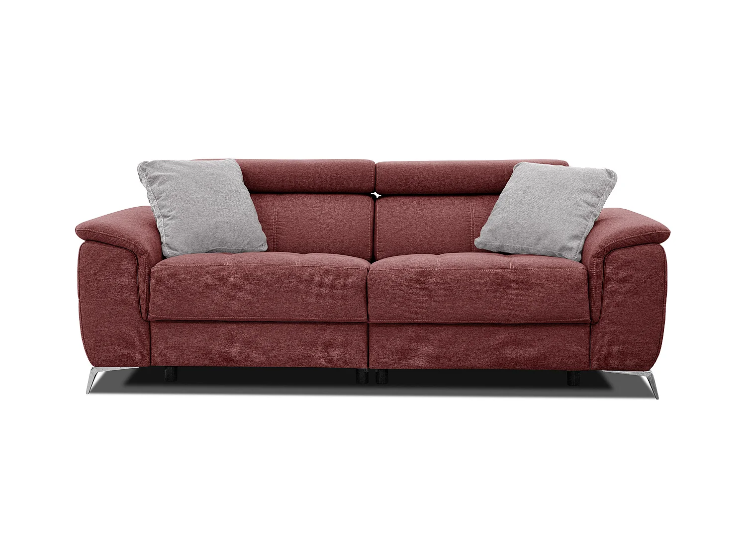 PLAUEN Sofa 3-Sitzer mit 2 Relaxfunktionen und verstellbare Kopfstützen, bordeaux