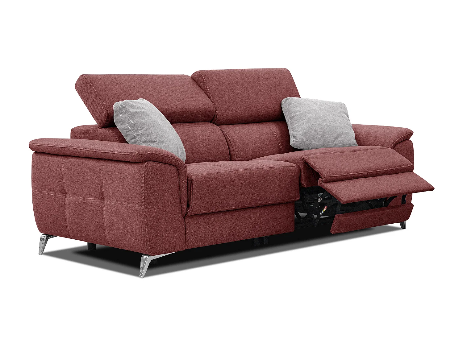 PLAUEN Sofa 3-Sitzer mit 2 Relaxfunktionen und verstellbare Kopfstützen, bordeaux