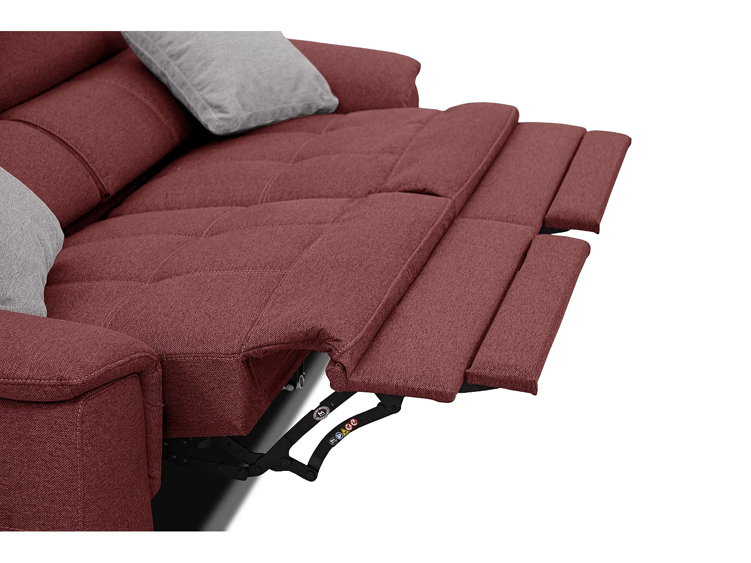 PLAUEN Sofa 3-Sitzer mit 2 Relaxfunktionen und verstellbare Kopfstützen, bordeaux