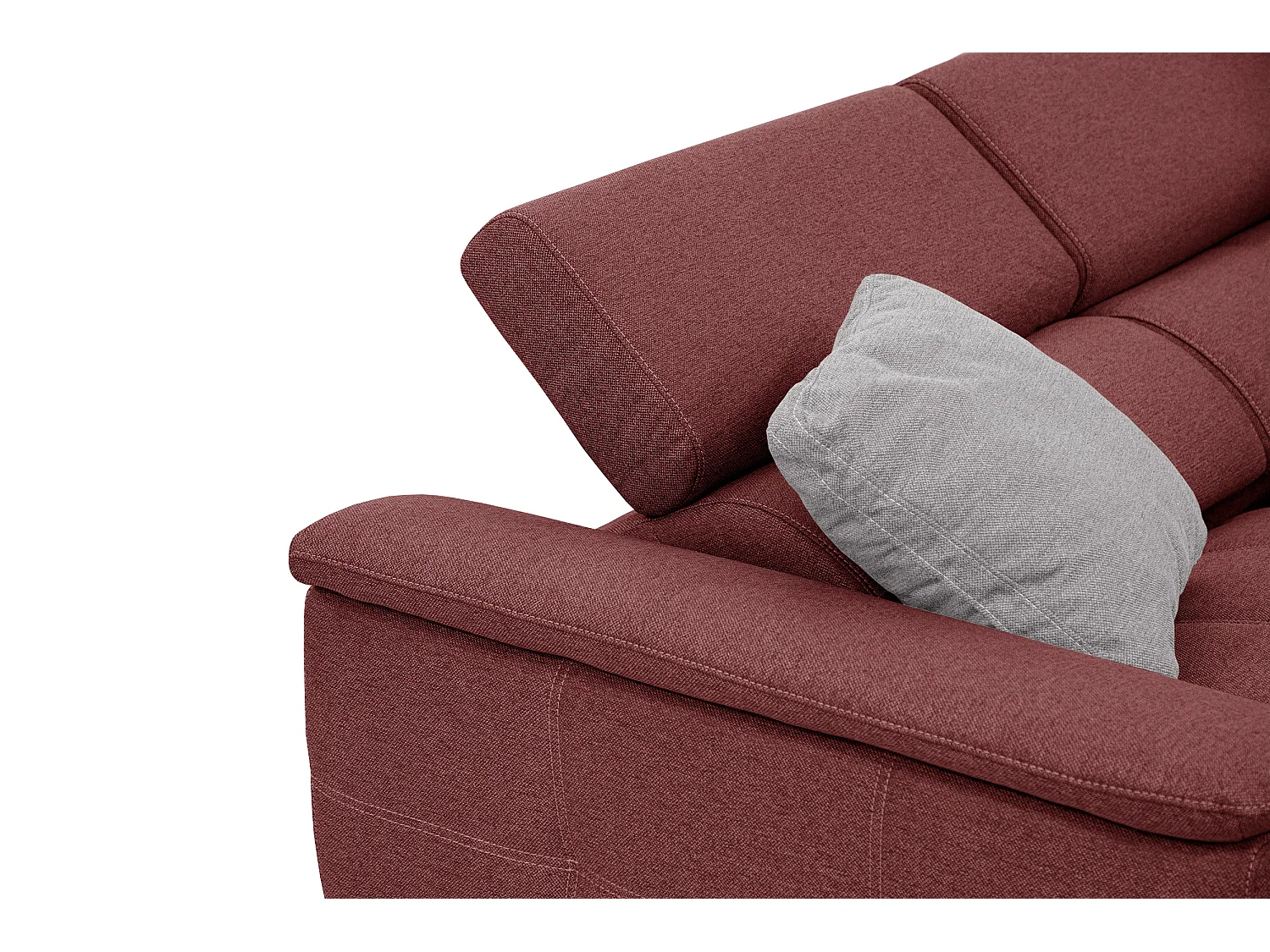 PLAUEN Sofa 3-Sitzer mit 2 Relaxfunktionen und verstellbare Kopfstützen, bordeaux