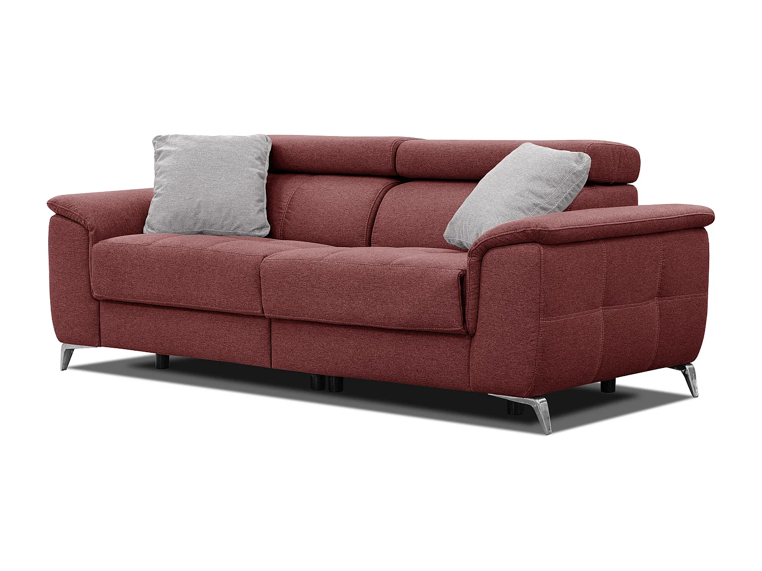 PLAUEN Sofa 3-Sitzer mit 2 Relaxfunktionen und verstellbare Kopfstützen, bordeaux