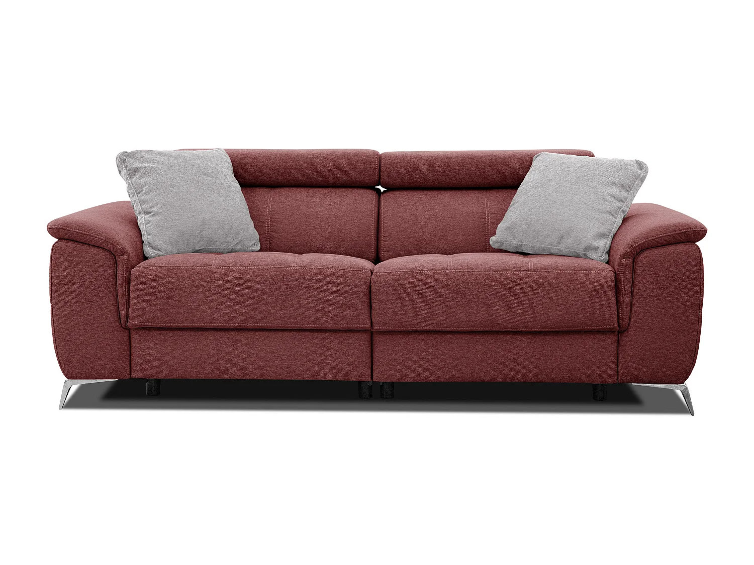 PLAUEN Sofa 3-Sitzer mit 2 Relaxfunktionen und verstellbare Kopfstützen, bordeaux