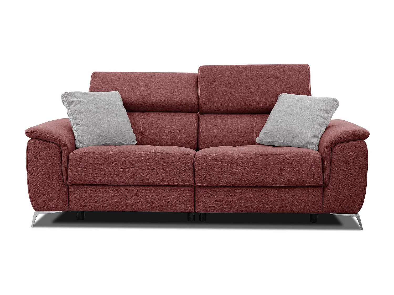 PLAUEN Sofa 3-Sitzer mit 2 Relaxfunktionen und verstellbare Kopfstützen, bordeaux
